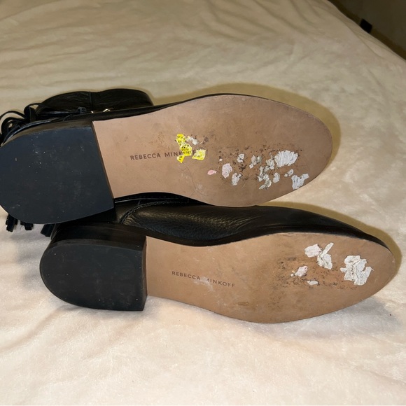 NEW black soft leather boots fringe Rebecca Minkoff Western Biker Cowgirl - Picture 7 of 7